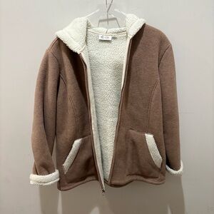 D. Co Denim & Company Brown Sherpa-Lined Cozy Women's Jacket Size Large